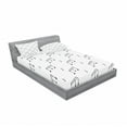 thumbnail image 3 of Ambesonne Black and White Fitted Sheet & Pillow Sham Set, Musical Notes, Twinxl, Charcoal Grey, 3 of 3