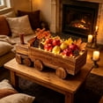 thumbnail image 2 of OKKVV Wooden Train Shaped Flower Basket,Multi-purpose Storage Fruit Basket With Wheels,Rustic Photo Prop Decor,for festival party wedding home decor,14in x6in x3.3in, 2 of 9