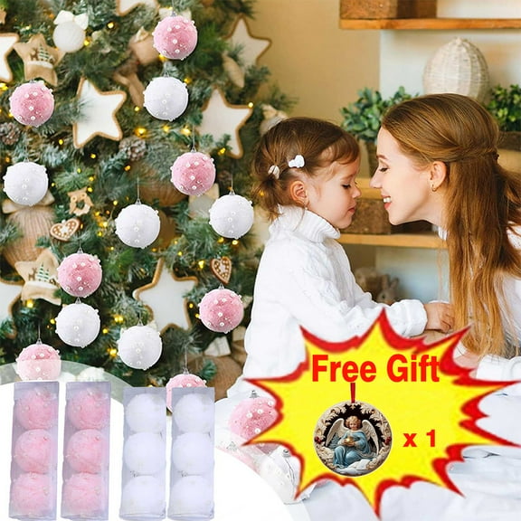 Antqov Christmas Ball Ornaments 3.14" 6PCS Velvet Pastel Christmas Balls Christmas Decorations Hanging Christmas Tree Ornaments for Holiday Wedding Party Home Decor