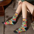 thumbnail image 6 of JUNZAN Colorful Fish 2 Mens Funny Socks for Men Women Colorful Fun Novelty Crew Patterned Socks, 6 of 6