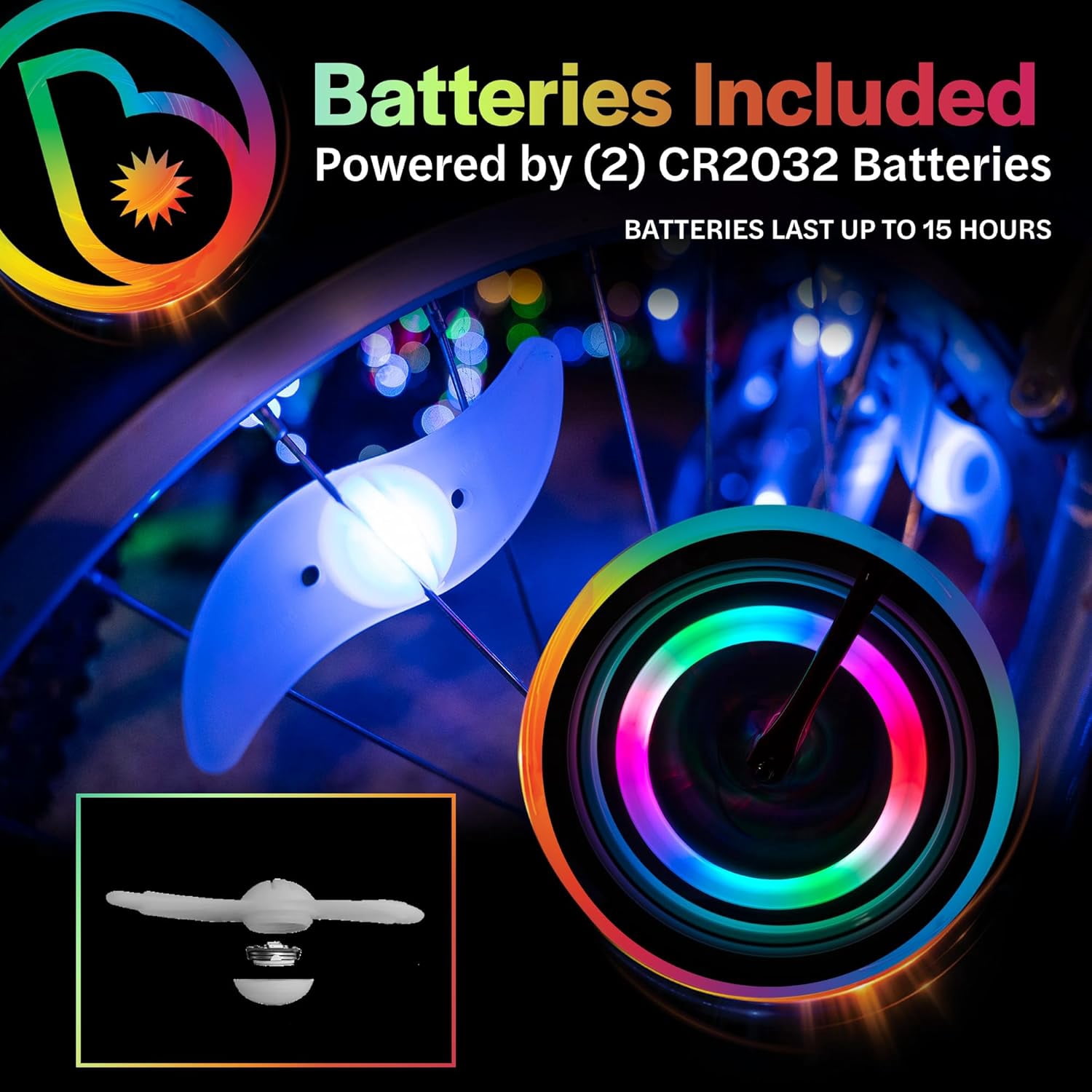 (2 pack) Brightz SpokeBrightz LED Bike Spoke Light, Color Morphing