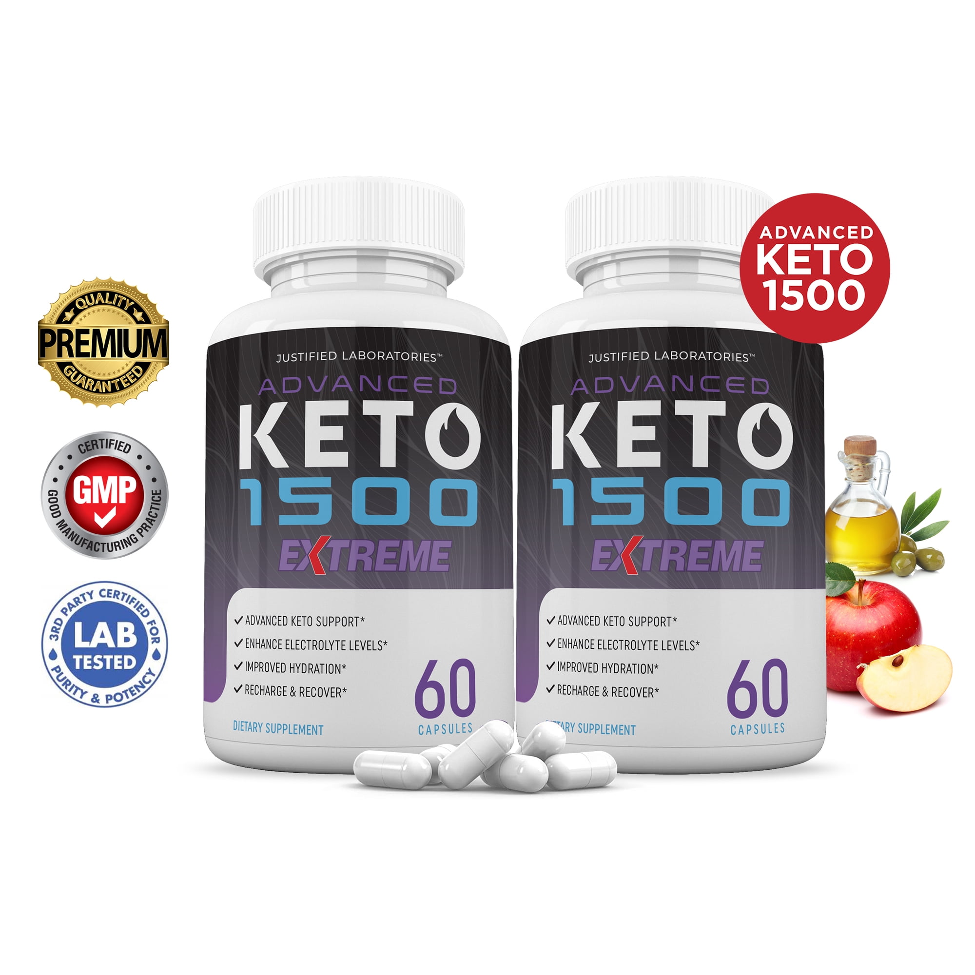 (2 Pack) Keto 1500 Keto ACV Extreme Pills 1675mg Alternative to Gummies Dietary Supplement 120 Capsules