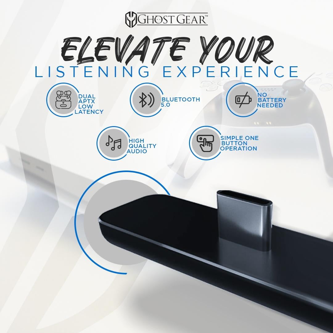 PS5 Bluetooth Adapter with aptX™ Low Latency support for connecting headphone to PS5, PS4 and PC