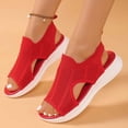 thumbnail image 6 of EliteGoogv Womens Mesh Sandals Open Toe Slip On Flat Summer Beach Shoes Sandals For Women Comfortable Walking Shoes Womens Sandals Red US :9.5, 6 of 8