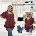 thumbnail image 6 of Bukemao Women's Square Neck Peplum Blouse - Plus Size Casual Flowing Summer Top with Short Sleeves, 6 of 6