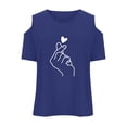 thumbnail image 5 of NAFUU Girls T Shirts Finger Heart Graphic T-Shirts Off Shoulder Short Sleeve O-Neck Blouse For Children Daily Wear Versatile Baby Girl Clothes 11-12 Years, 5 of 6