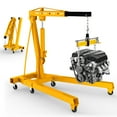 thumbnail image 5 of Yellow Folding Hydraulic Hoist, Heavy Duty Engine Crane, 2 in 1 Hydraulic Engine Hoist & Leveler with Leveler, 4400lb, 6 Casters, for Truck Service, Engine Removal, Repair Station, 5 of 10