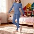 thumbnail image 1 of XIMIN Kids Girls Outfit Solid Color Fleece Thermal Underwear Set High Tech Dralon Self Heating Long Johns Cold Weather Kids Base Layer Top Bottom, 1 of 7