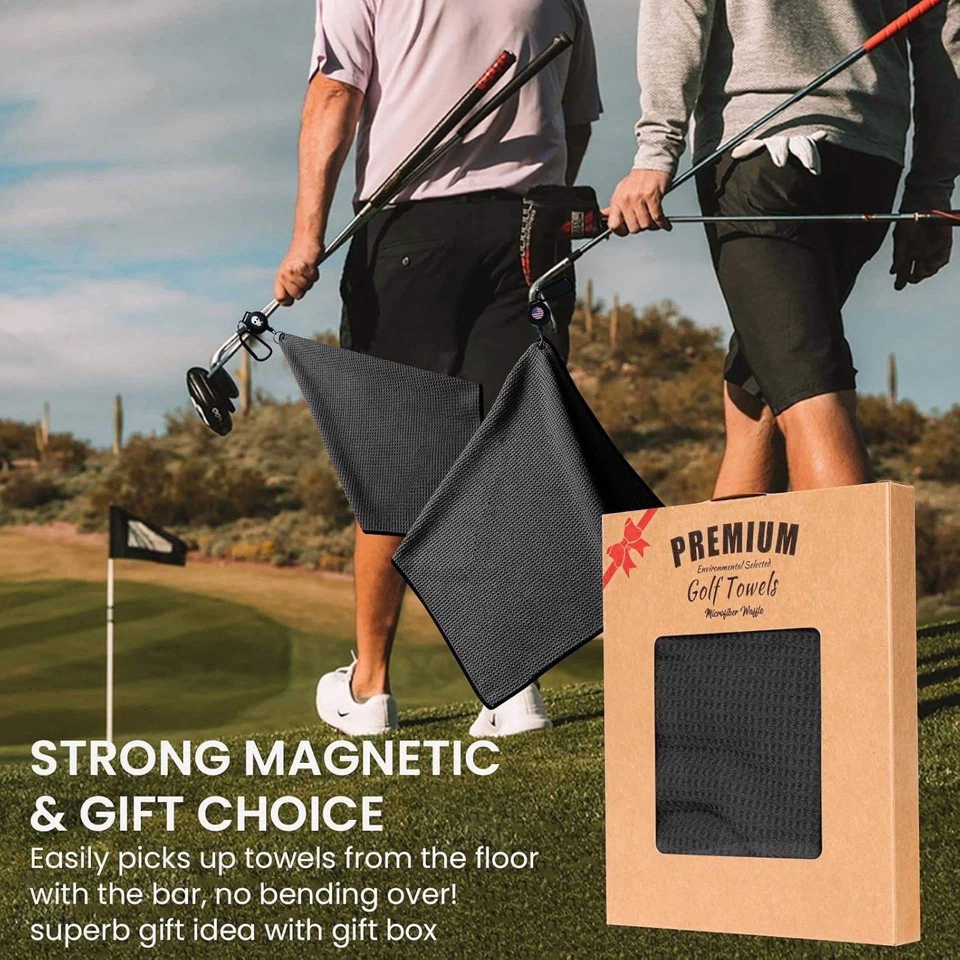 CIRCLE- Golf Towels With Magnetic Carabiner 16X16 Inch Microfiber