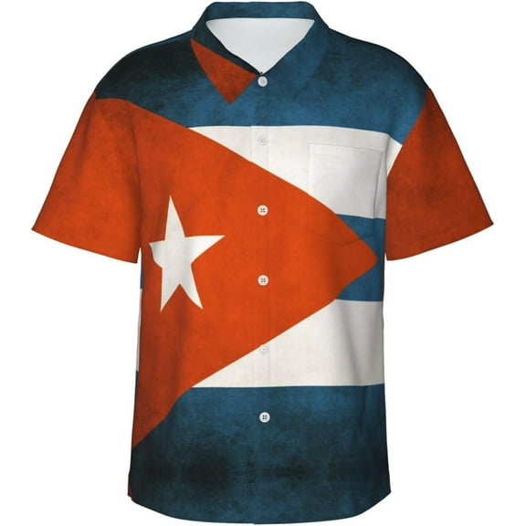 Patriotic American Flag Mens Hawaiian Shirt Short Sleeve Casual Button Up Tropical Summer Beach Shirt