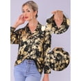 thumbnail image 2 of DARING DIVA Women's Button Down V Neck Long Sleeve Loose Blouse Shirt XS Black, 2 of 6