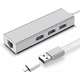 thumbnail image 1 of Adaptador Hub Ethernet Rj45 Red Lan Usb C 3 Usb3.0 Gris, 1 of 5