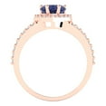 thumbnail image 4 of 1.49 ctw with Simulated Diamond Halo Accents Anniversary Ring for Women | Heart Cut Simulated Blue Sapphire | Hyperallergenic Solid 18K Rose Gold, 4 of 5