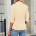 thumbnail image 6 of UDAUDU Womens Button Down Shirt 3/4 Sleeve Wrinkle Free Stretch Collared Dress Shirt Business Casual Spring Summer Work Blouses Yellow 2XL, 6 of 6