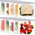 thumbnail image 1 of czcpp-10 Pack Reusable Sandwich Bags Dishwasher Safe, Reusable Quart Freezer Bags, Extra Thick Leakproof Food Storage Bags Silicone and Plastic Free for Marinate Meats, Cereal, Lunch, Travel Items Gr, 1 of 4