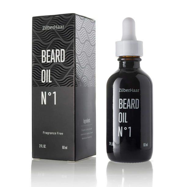 ZilberHaar - Aceite para Barba N 1 - Aceite de Jojoba Marroquí Orgánico Puro y Aceite de Argán - Ingredientes Naturales Sin Fragancia Libre de Crueldad - Para el Crecimiento e Hidratación Natural de l