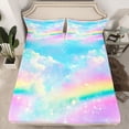 thumbnail image 2 of jejeloiu Multicolor Gradient Rainbow Full Size Sheets,Galaxy Sky Clouds Bed Sheets For Kids 4-Piece, 2 of 7
