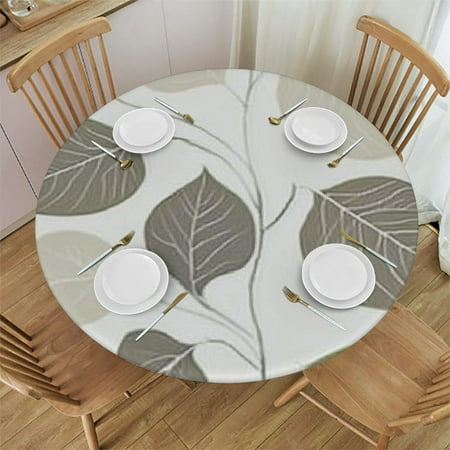 

Ollo0ord Leaf Pattern Round Table Cover Waterproof Fabric Decorative Reusable Table Clothes Wipeable Spill Proof Wrinkle Resistant for Kitchen Dining Dinner Shower Parties 31 -35