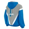 thumbnail image 3 of Women's WEAR by Erin Andrews Blue/Gray Detroit Lions Plus Size Retro Crinkle Full-Zip Hoodie Windbreaker Jacket, 3 of 5
