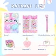 thumbnail image 2 of JYPS Bear Diary with Lock and Keys,Journal School Travel Notebook, Writing and Drawing,Plush Secret Diary with Multicolored Pen Stickers Purse Keychain Bracelet, 2 of 6
