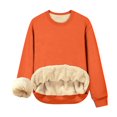 thumbnail image 1 of Qucoqpe - Camiseta de manga larga con cuello redondo para mujer, sudadera cálida de invierno con forro polar, blusa informal de color liso, color naranja, talla 2XL, 1 of 8
