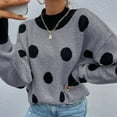 thumbnail image 6 of Sweaters for Women Casual Crew Neck Polka Dot Long-Sleeved Pullover Fall Outerwear,Grey,XL, 6 of 7