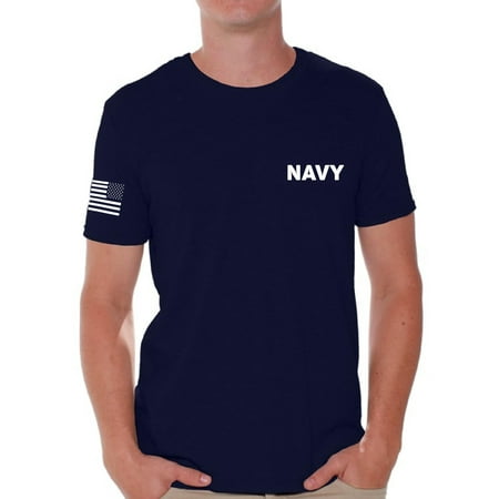Military Surplus Made In Usa Awkward Styles Navy Tshirt Military Navy Shirt for Men Navy Shirt with Usa Flag Sleeve Patriots Shirt Navy Marines Shirt Navy Men's Shirt Navy Gifts for Him Military Shirt Navy Physical Training Shirt ()