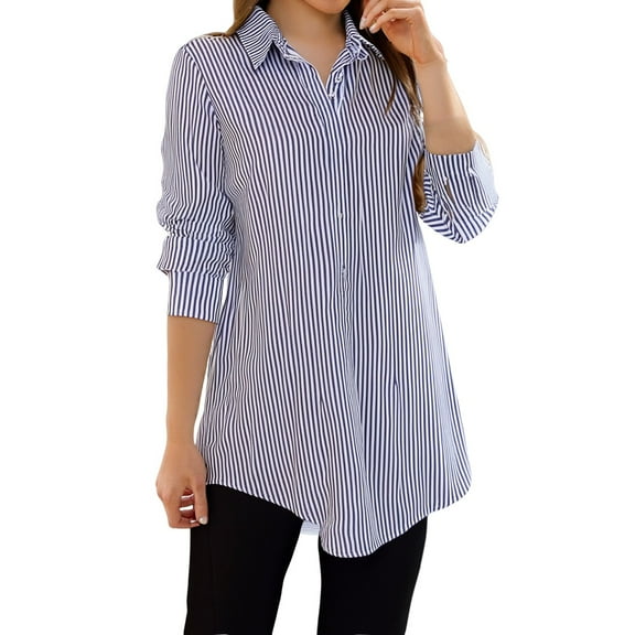 ZJXFGS Professional Blouses for Women Women'S Business Casual Blouses Long Sleeve Tops for Women Trendy Cute Blouses for Women Cute Tops for Teens Basic Long Sleeve Shirts for Women Blue S