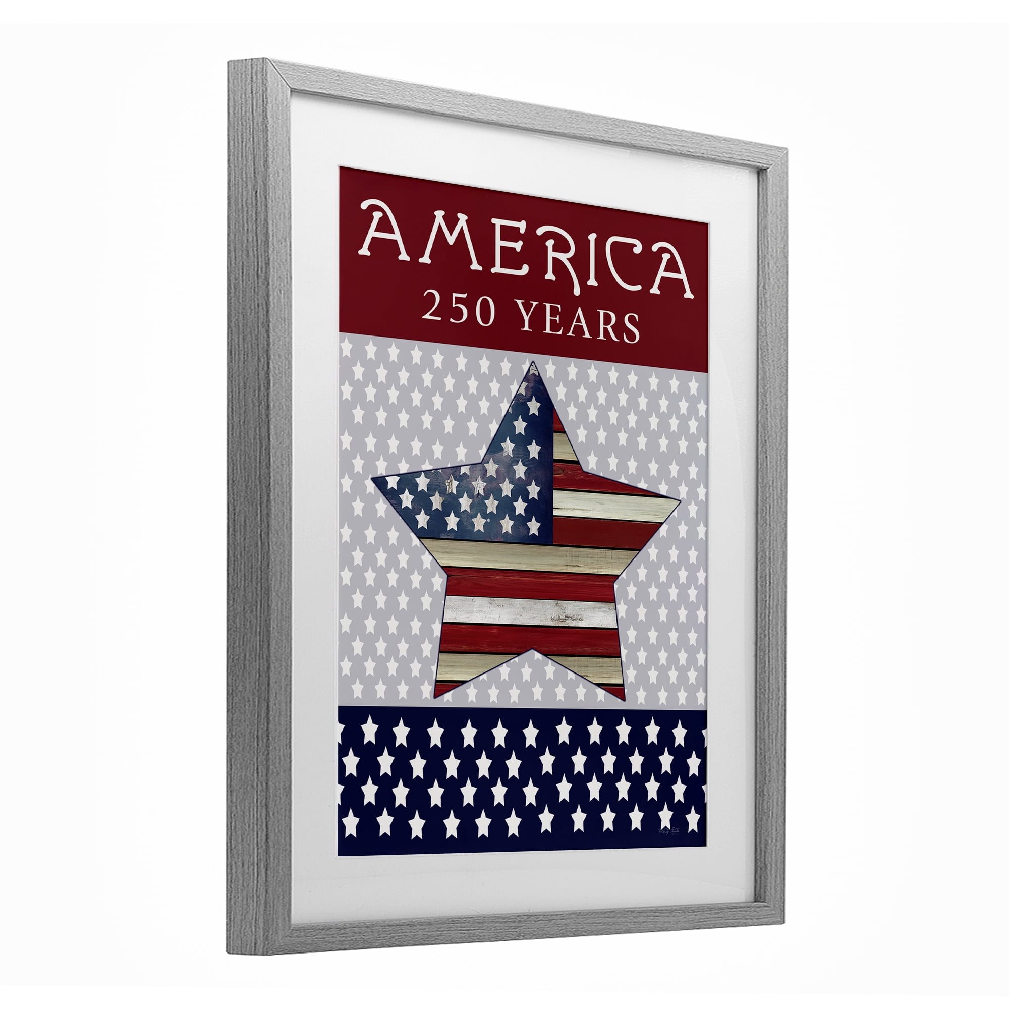 Stupell Industries Historic America 250 Years Gray Framed Print Under Glass, design by Cindy Jacobs