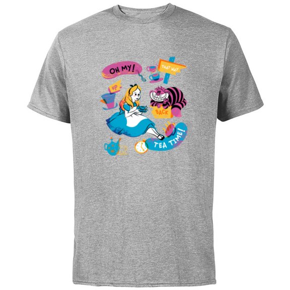 Disney Alice in Wonderland Oh My Tea Time - Short Sleeve Cotton T-Shirt for Adults - Customized-Athletic Heather