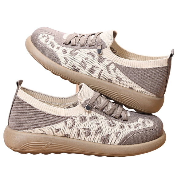 oqasdz Women Casual Shoes Leopard Print Slip On Loafers Breathable Mesh Walking Shoes Comfortable Flat Sole Trendy Versatile Summer Outdoor