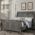 thumbnail image 5 of Bed Frame Grey Sleigh Design Headboard FB 1pc Eastern King Size Panel Bed Beautiful Wooden Bedroom Furniture Antique Gray Oak Finish, 5 of 8