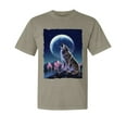 thumbnail image 1 of Wild Bobby, Full Moon Snow Wolf Howling, Animal Lover, Garment-Dyed Washed Look Short Sleeve T-Shirt, Sand, X-Large, 1 of 3