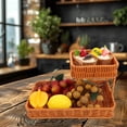 thumbnail image 3 of WEUVEB Brown Plastic Woven Storage Tray with Layered Design, Multi-Purpose Organizer for Home, Office, Easy to Clean, 3 of 8