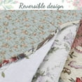 thumbnail image 7 of Cozy Line Country Cottage Floral Blue Pink Scalloped Edge Real Patchwork 100% Cotton 3-Piece Reversible Quilt Set, Queen, 7 of 7