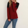 thumbnail image 3 of Two Tone Waffle Knit Crewneck Sweater Burgundy Small, 3 of 4