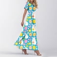 thumbnail image 2 of LWavelet Women's V-Neck Ruffle Sleeve Pastel Bunny & Easter Egg Print Maxi Dress for Easter & Casual Outfits Blue 2XL, 2 of 4