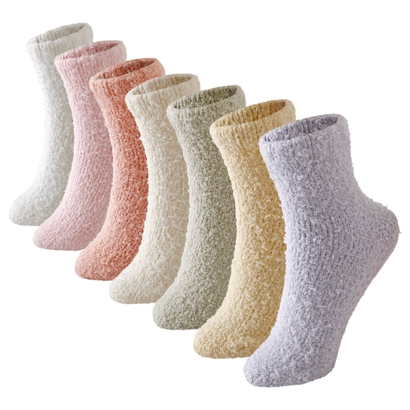 SKOLA Fuzzy Socks with Gripper for Women Non Slip Sleep Socks Warm Cozy Fluffy Slipper Socks with Grippers for Women House Socks
