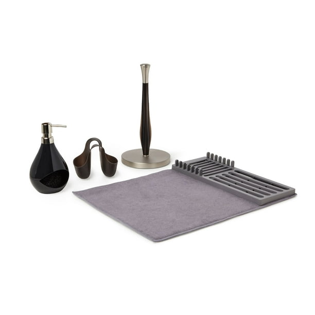 Mainstays 4 Piece Kitchen Accessories Set with Dish Mat, Paper Towel