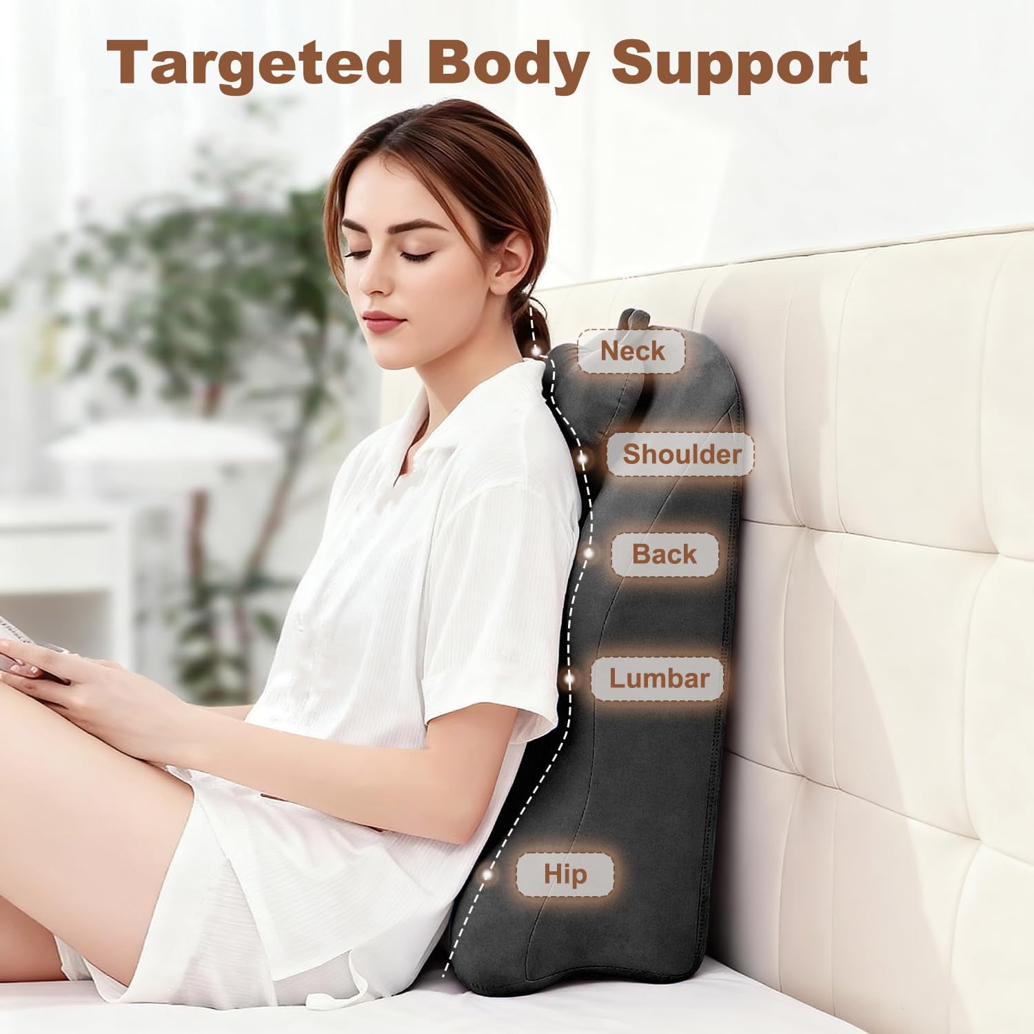 Memory Foam Ergonomic Wedge Pillow, Multi-Position Support Pillow, Ergonomic Support for Back Pain, Acid Reflux & Sitting Up, Ideal for Massage, with Removable Cover,40-Degree Angle Design (Grey)