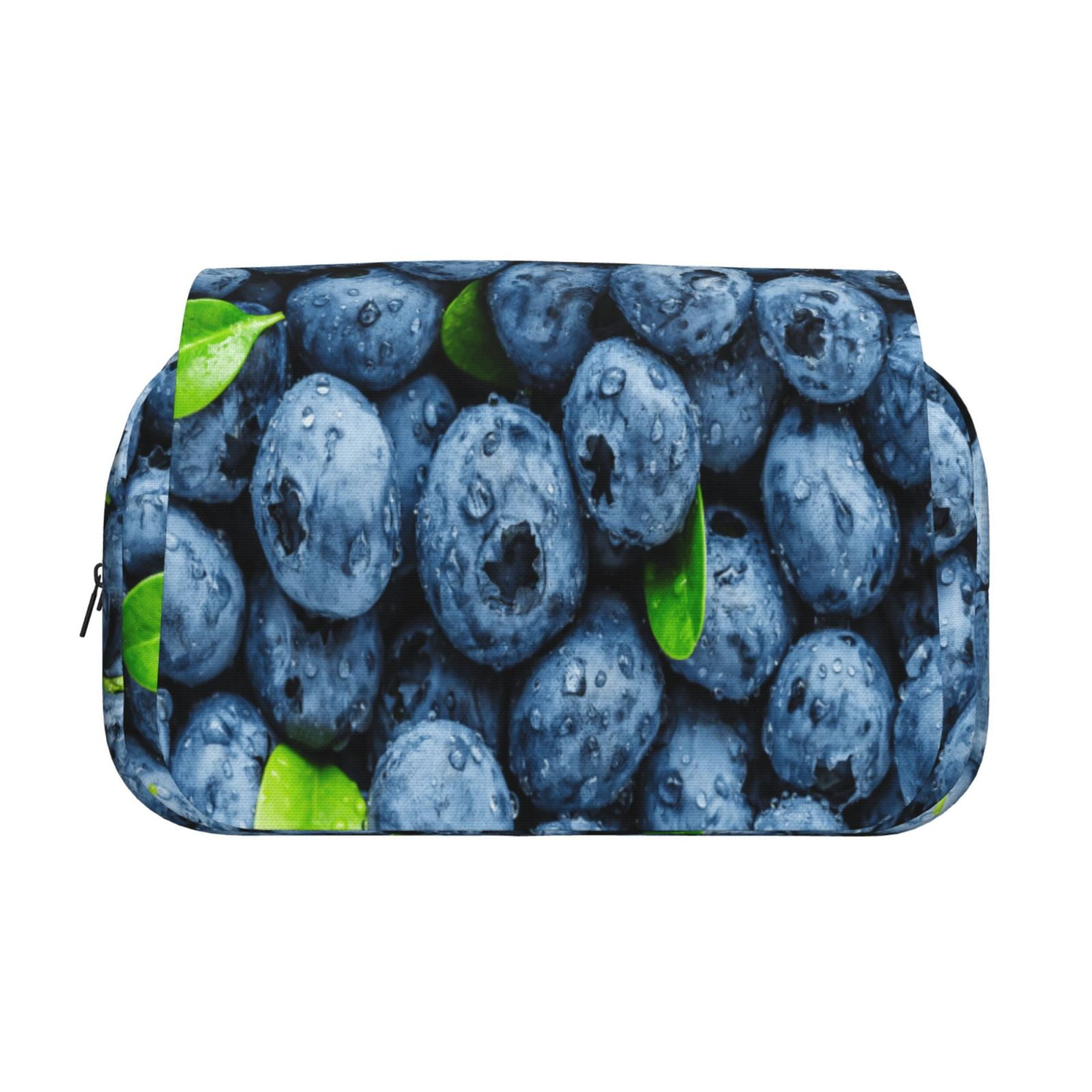 Rateoe Fresh Blueberries Pattern Double Clamshell Pen Case, Storage Organizer with Two Zipper Compartments– Holds Up to 50 Pencils & Pens