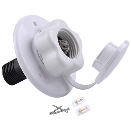 White RV CITY WATER FILL Inlet Flange W/ Check Valve For Trailer Marine Brass - Foto 3