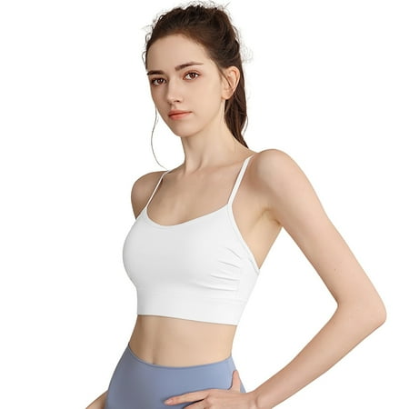 Sleep Bras For Women  Moisture-Wicking Fitness Bra Convertible Sports Underwire Workout Seamless T-Shirt Backless Yoga Adjustable Straps Deep U-Neck Women  Criss-Cross White