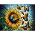 thumbnail image 1 of (sz5299) Pintura Cristal Mariposa Y Girasol Con Diamantes Serie Resina 40x30CM, 1 of 9