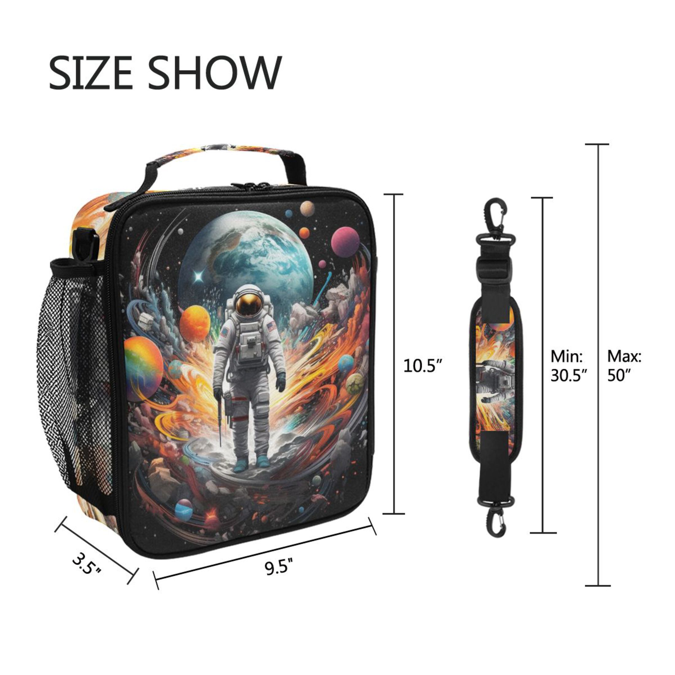 ALAZA Astronaut Space Lunch Box Insulated Lunch Bag Reusable Thermal Cooler Tote School Picnic