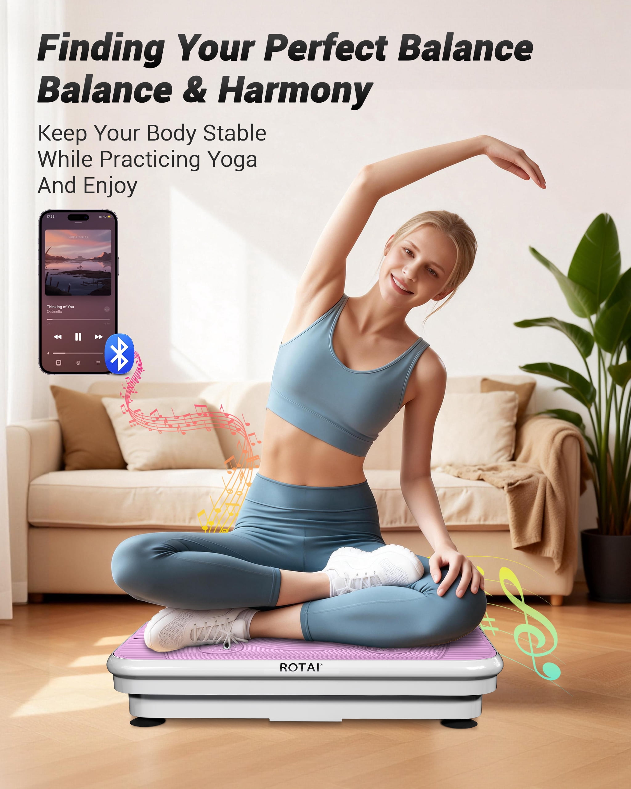 Vibration Plate Exercise Machine for Lymphatic Drainage Massager & Weight Loss,400 lbs Capacity Whole Body Vibrating Shake Plate Workout ，Helps Burn Fat , with Resistance Bands & Remote ，Pink