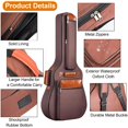 thumbnail image 4 of Acoustic Guitar Bag 41 Inch Thickened Waterproof Oxford Nylon Double Straps Cotton Padded Guitar Case Gig Backpack Khaki, 4 of 7