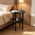 thumbnail image 6 of Bear Shape Small End Table, 2 Tier Modern Coffee Table with Lower Shelf, Plastic Small Bedside Nightstand for Living Room Bedroom Balcony Indoor Outdoor, #003-Black, 6 of 6