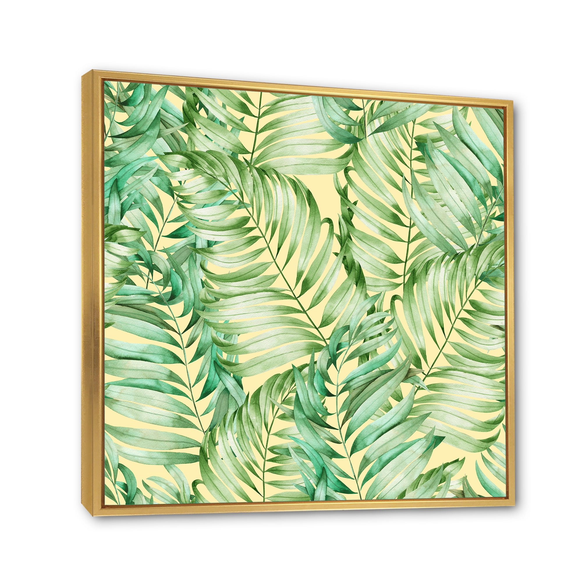 Designart 'Tropical Green Leaves of Monstera' Tropical Framed Canvas Wall Art Print