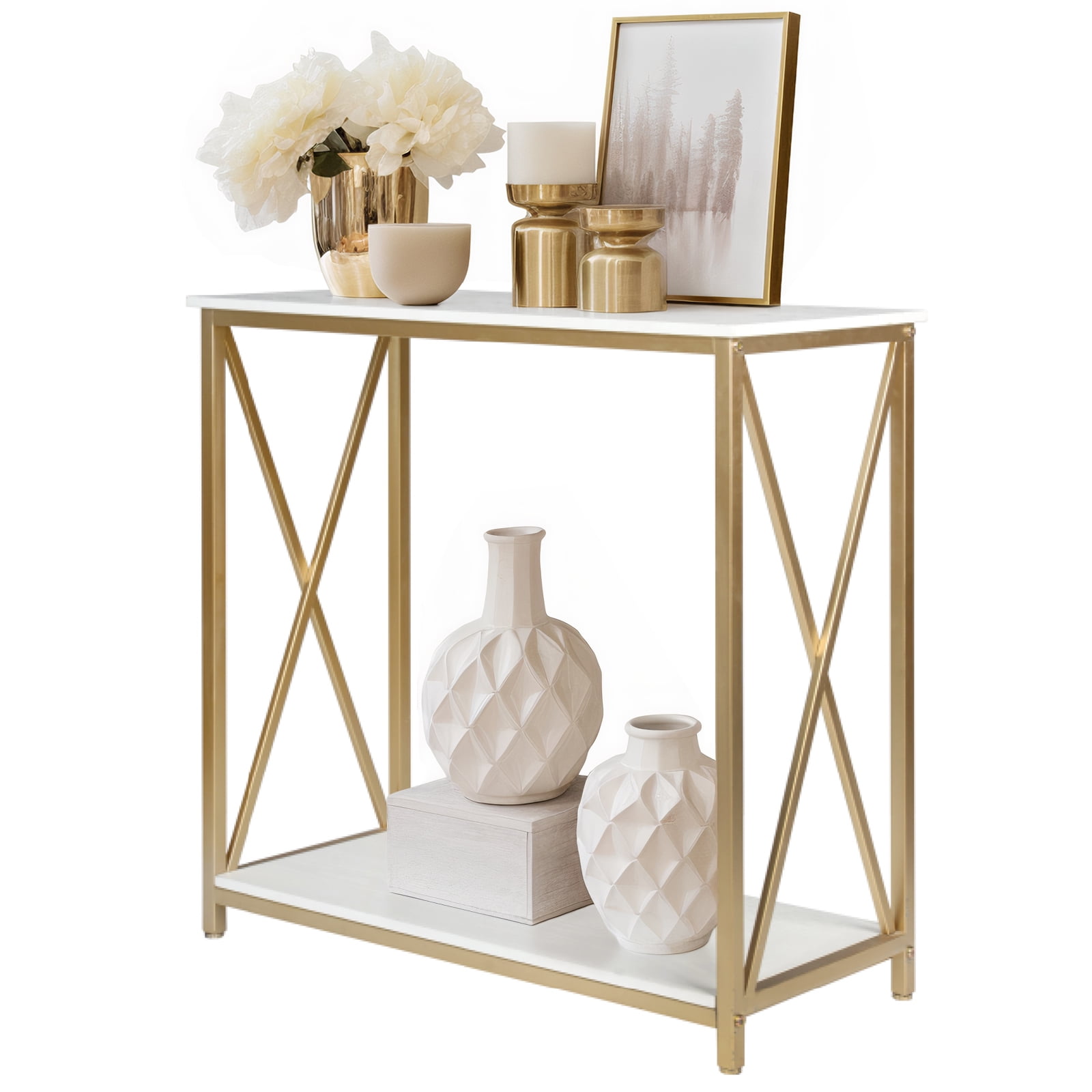 Ktaxon Golden Console Table Sofa Table, Side Table TV Stand with 2